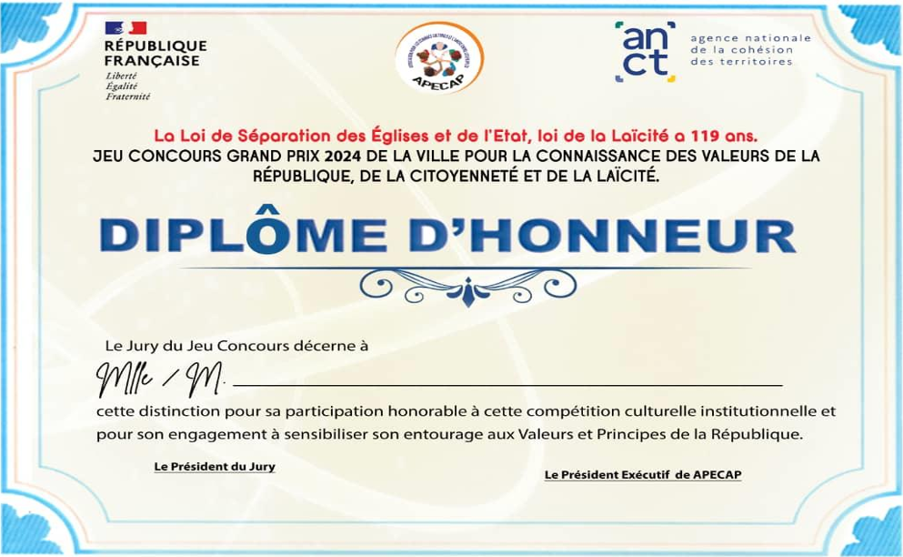Diplome d'honneur